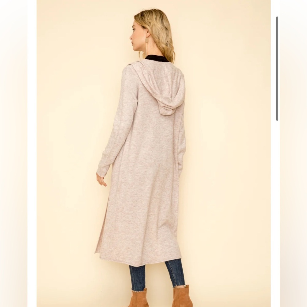 London Kage - Women's Tan Open Front Duster Cardigan Sweater - Size Large
